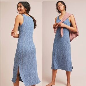 Anthropologie Saturday Sunday blue striped midi tank dress cotton summer casual